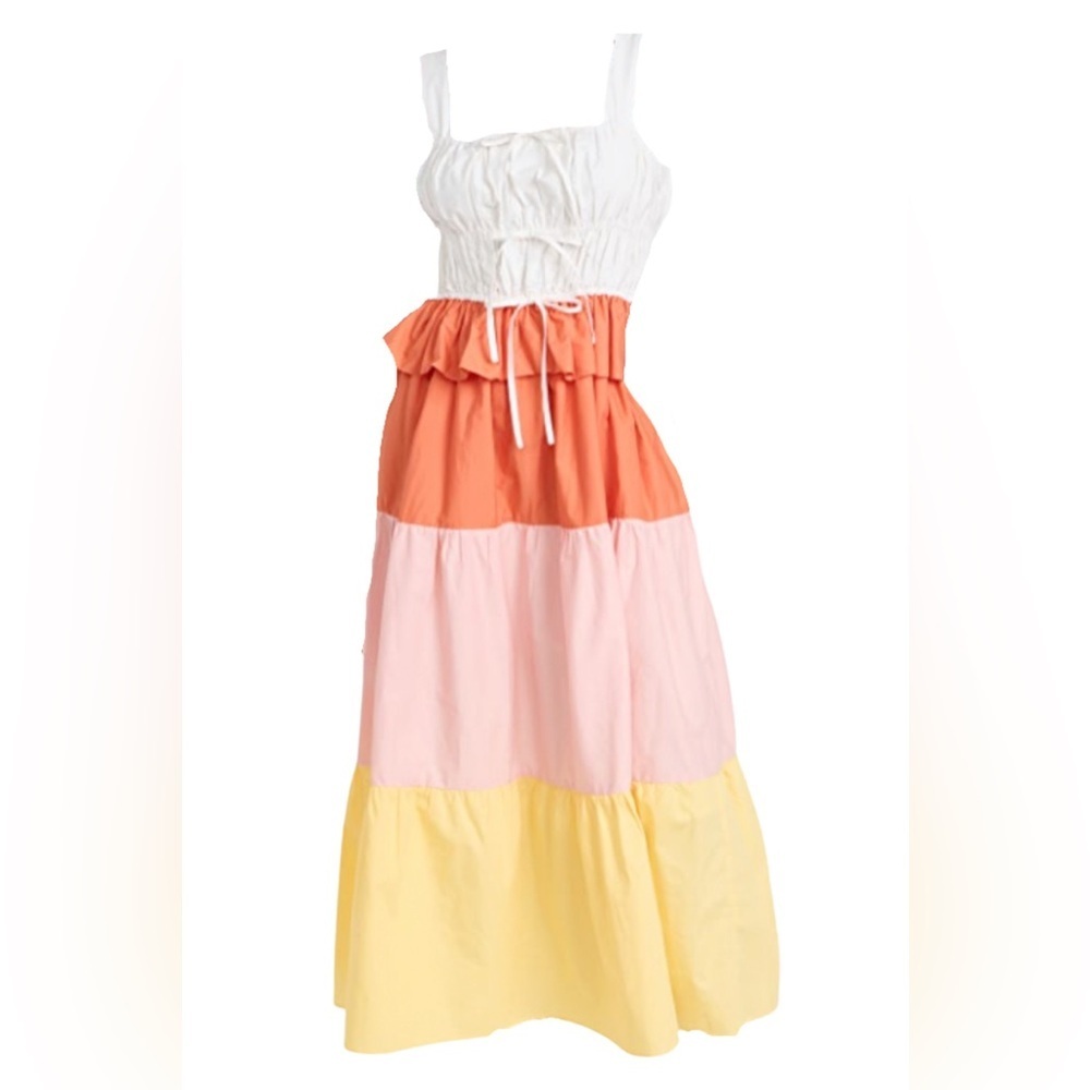NWOT ENGLISH FACTORY White,Orange and yellow Maxi Dress in XS - Picture 3 of 10